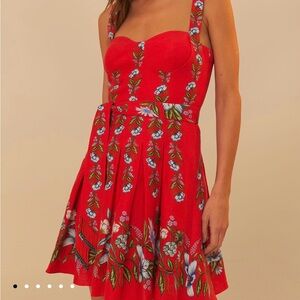 FARM Rio Vibrant Red Floral Mini Dress